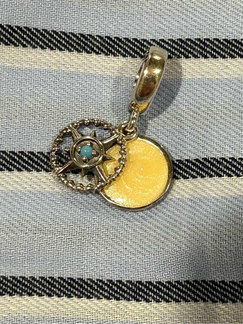 Pandora Silver Compass and mother of pearl charm. - Picture 2 of 5